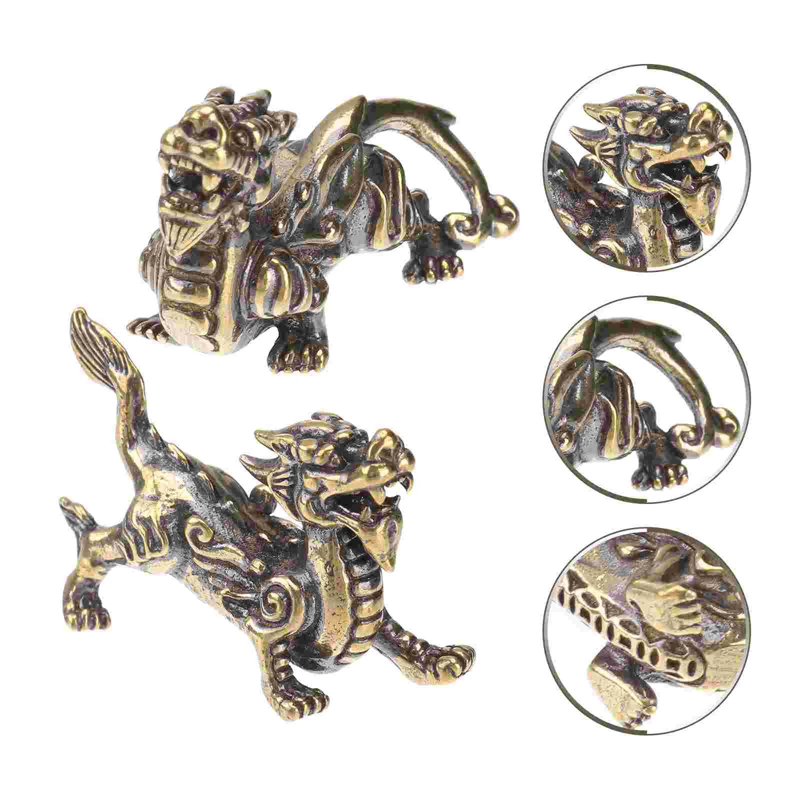

Statue Figurine Sculpture Kylin Brass Desktop Decor Qilin Yao Pi Good Fortune Dragon Home Ornaments Prosperity Statues Chinese