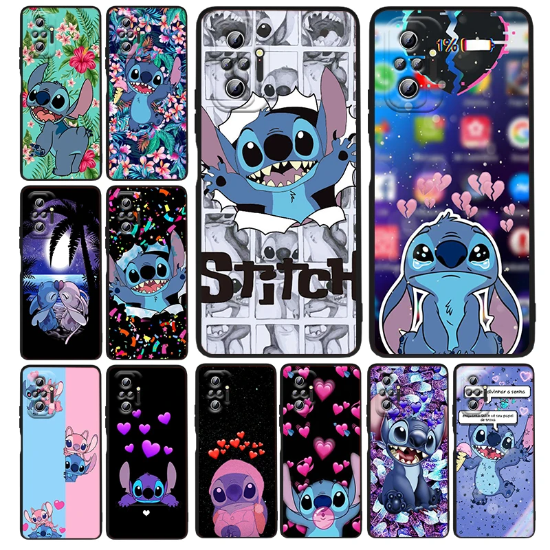 

Disney Cartoon Stitch Phone Case For Xiaomi Redmi Note 12 11E 11S 11 11T 10 10S 9 9T 9S 8T 8 Pro Plus 5G Black Funda