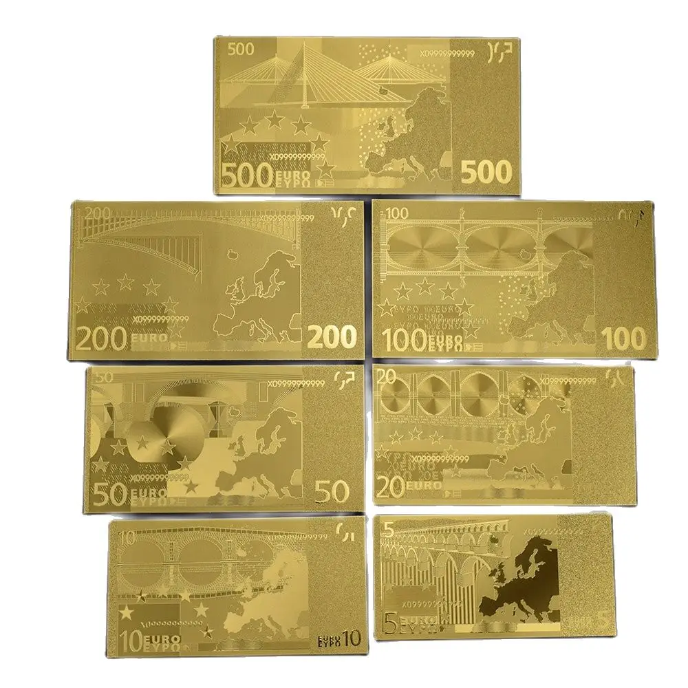 

5 10 20 50 100 200 500 EURO Gold Foil Euro Banknotes Commemorative Notes Decoration 5 10 20 50 100 200 500 EUR Collection