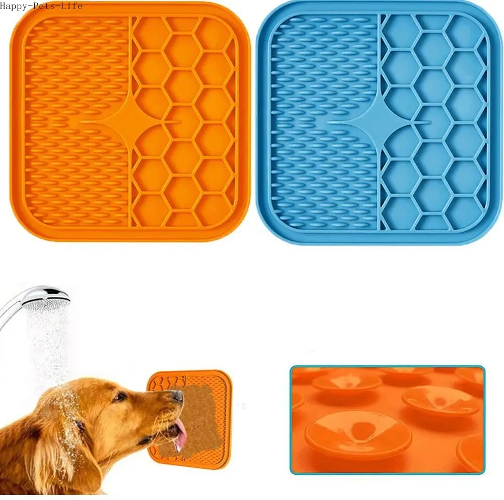 Lick Pad for Dog Cat Slower Feeder Licky Mat for Puppy Kitten Silicone Dispenser Pet Feeding Licking Mat Bathing Distraction Pad