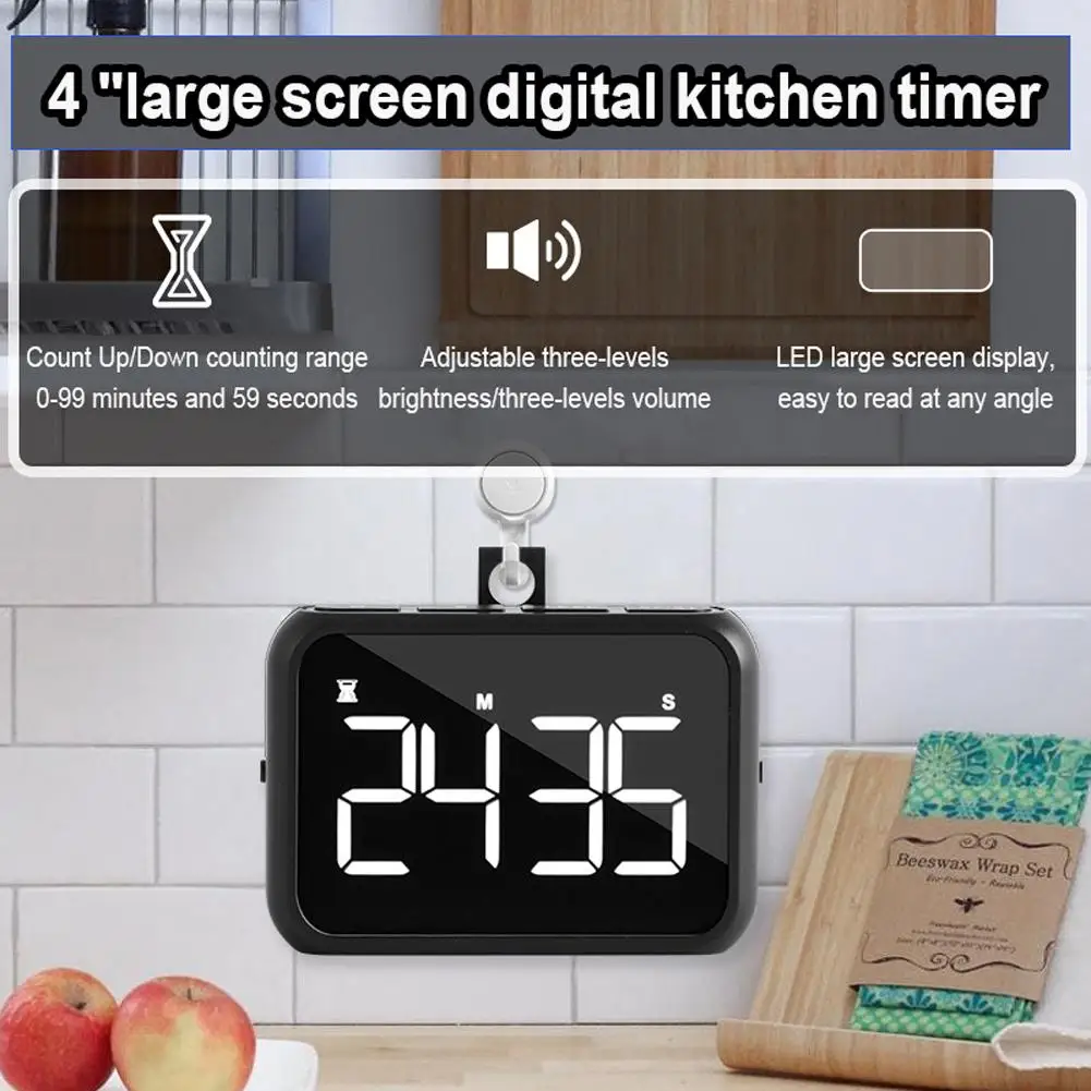 

YOUZI 100-minute Led Digital Timer 3-levels Adjustable Volume Large Screen Count Up/down Kitchen Cooking Timer