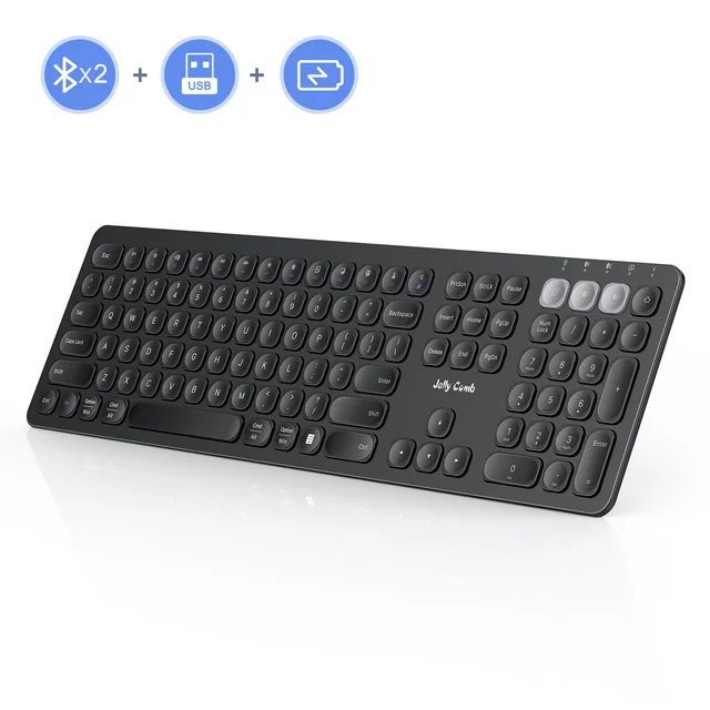 Jelly Comb Dual Mode (Bluetooth 4.2+USB ) Rechargeable 2.4G Wireless Bluetooth Keyboard Switch to 3 Devices for PC Laptop 1