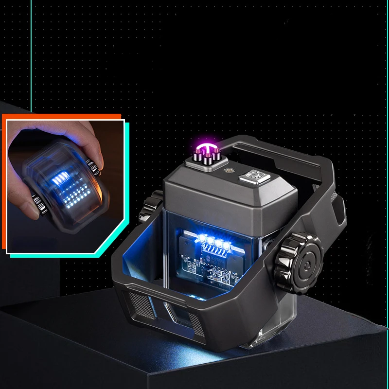 

Decompression Rotating Gyroscope Charging Lighter With Dual Arc TYPE-C Fast Charging Capacity Display For Men's Gift Lighters