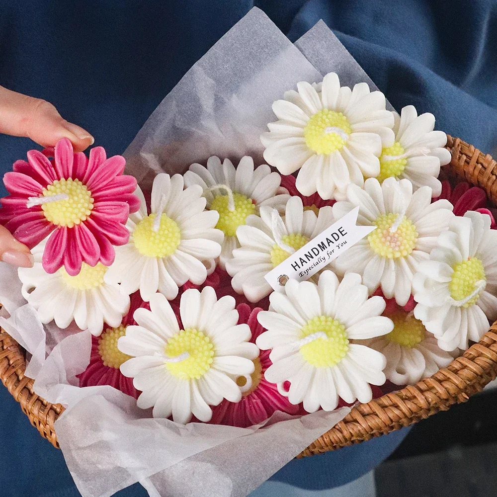 Силиконовая форма для ароматизированной свечи с 3D маргаритками сделай сам