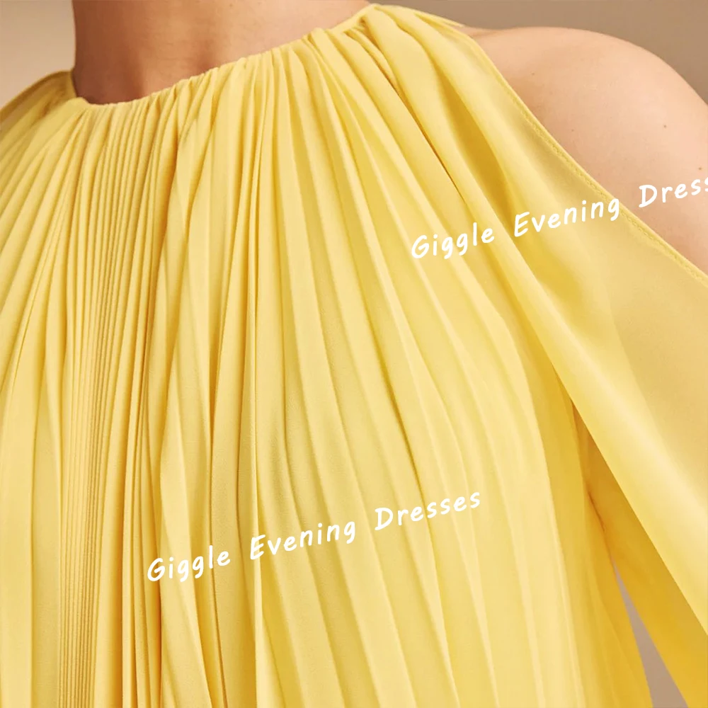 Шифоновое плиссированное красивое платье для выпускного вечера Giggle с круглым