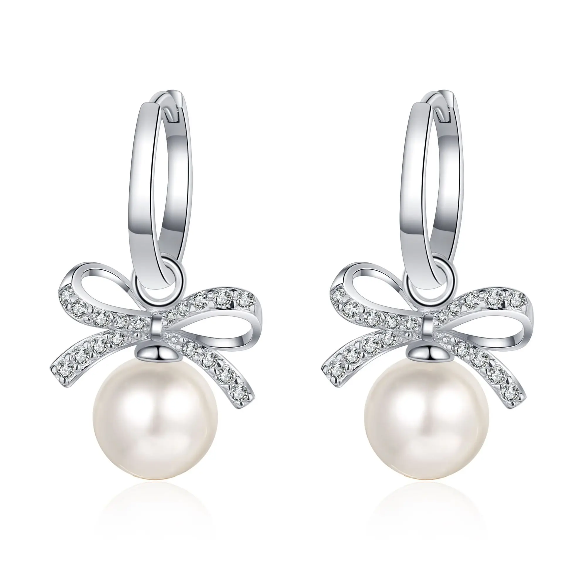 

8-9mm Freshwater Cultured Pearl Stud Earrings With 0.3 Carat Moissanite 100% Sterling Silver Ear Studs Wedding Jewelry for Women