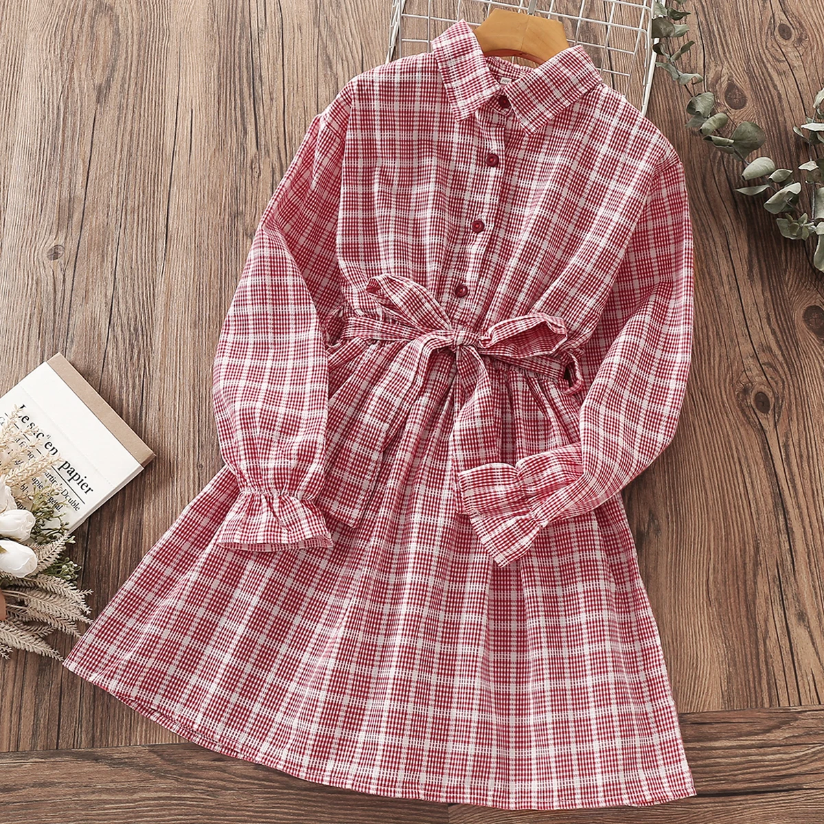 

Spring Preppy Plaid Girls Dress for Kids Costume Long Sleeve Teenagers School Children Clothes Vestidos 4 6 7 8 9 10 12 14 Years