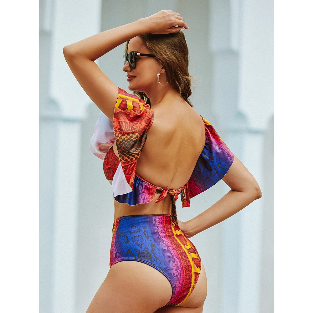 Женский купальник 2022 сексуальные бикини с оборками пляжный купальный костюм