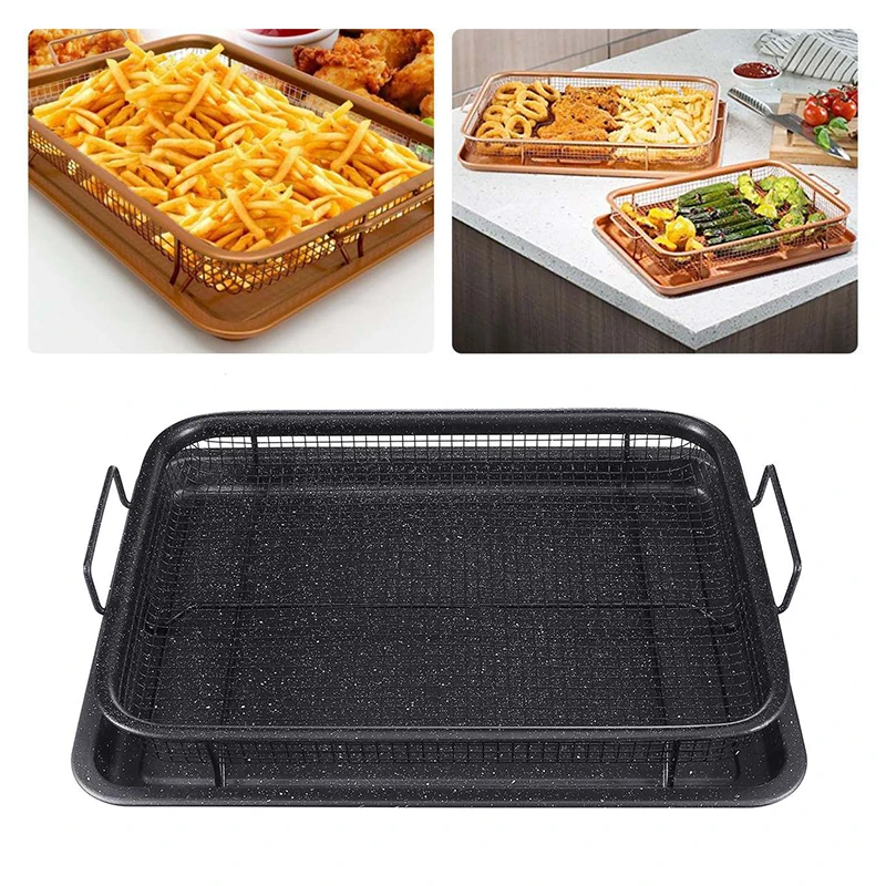 Поддон для выпечки из нержавеющей стали с медным покрытием, сковорода для жарки на масле, корзина для жареных чипсов, жаровня из сетки без приставания, кухонный инструмент.