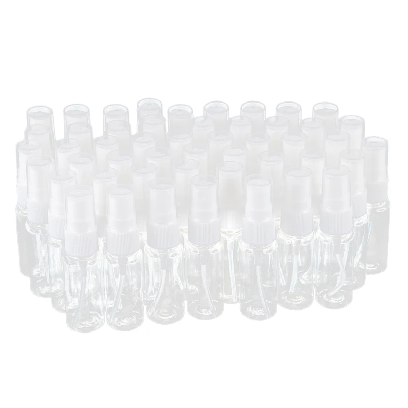 

50-pack Empty Clear Plastic Fine Mist Spray Bottles with Microfiber Cleaning Cloth, 20ml Refillable Container Perfect for Cleani