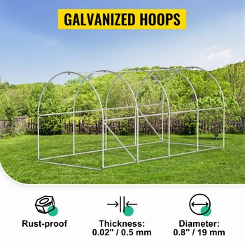VEVOR Walk-in Tunnel Greenhouse Galvanized Frame & Waterproof Cover 15x7x7/10x7x7/20x10x7/12x7x7 ft Greenhouses & Cold Frames 4