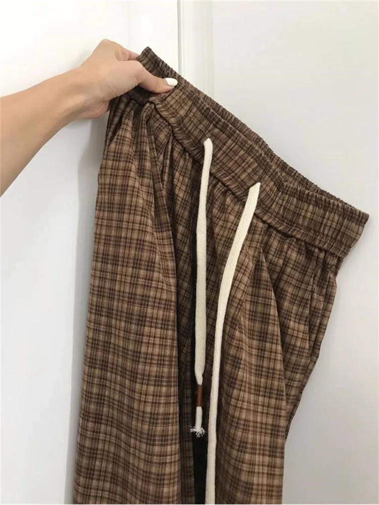 

Женские клетчатые брюки в стиле Харадзюку, модные клетчатые брюки большого размера в Корейском стиле для женщин на осень и зиму, 2022, спортив...