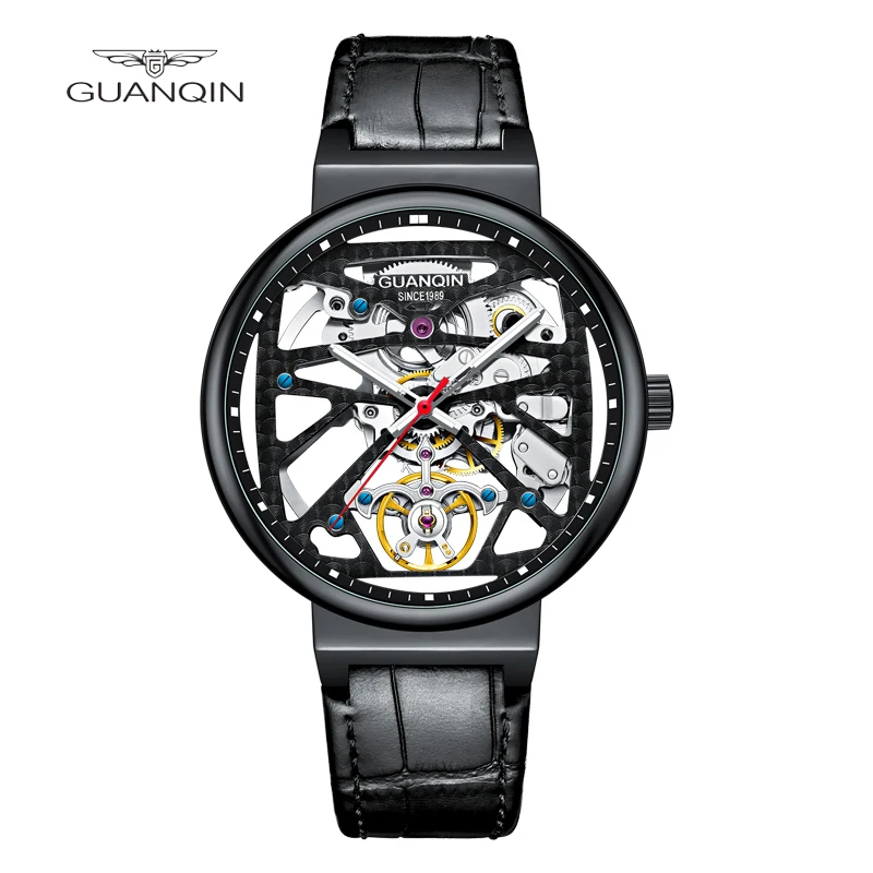 

GUANQIN Men's Transparent Sports Watch Mechanical Self-Winding Watch Luxury Fashion Brand Waterproof Sapphire Stainless Steel
