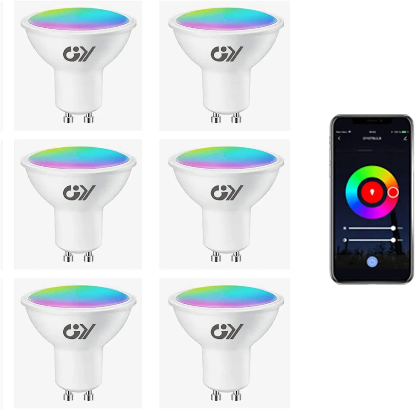 

GY 6 WiFi LED Smart Bulb Compatible with Alexa/Google Home 7W 500LM GU10 RGB LED Bulb Dimmable 16M Warm/Cool White 2700K-6500K