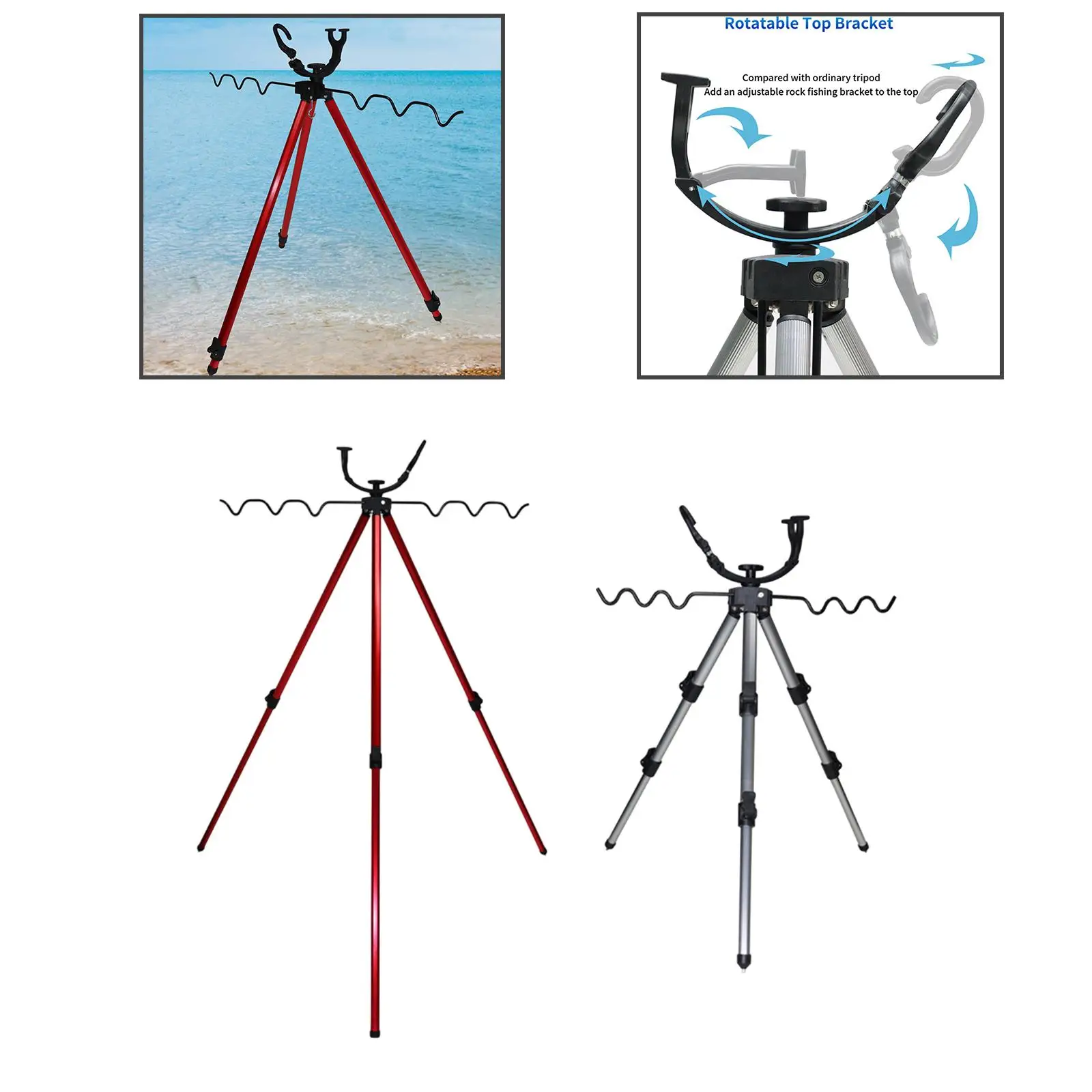Fishing Rod Holder for All Terrains 7 Rods Tripod Sea Pole Bracket