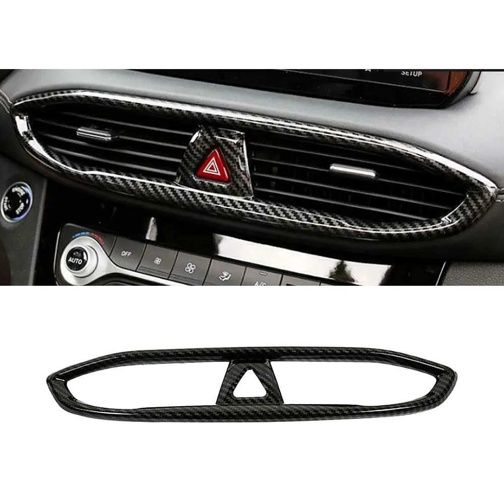 

1pc ABS Car Front Center Air Outlet Vent Trim for Hyundai Santa Fe 2019-2022 Carbon Fiber Black