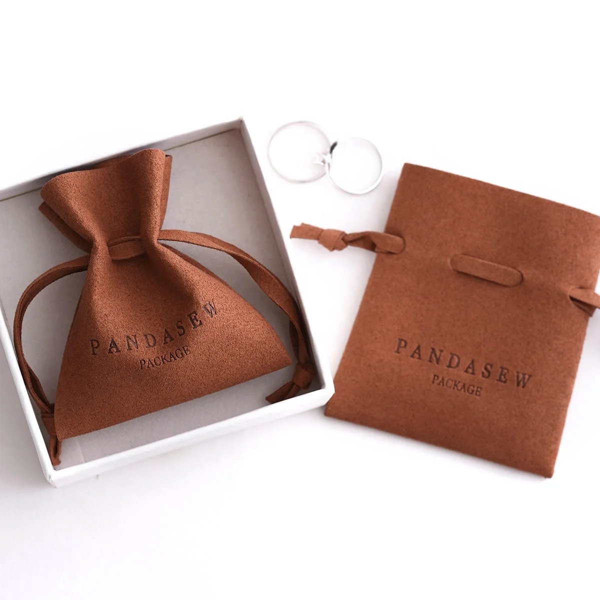 50PCS Luxury Small Suede Microfiber Jewelry Necklace Gift Packaging Pouch Bag with String