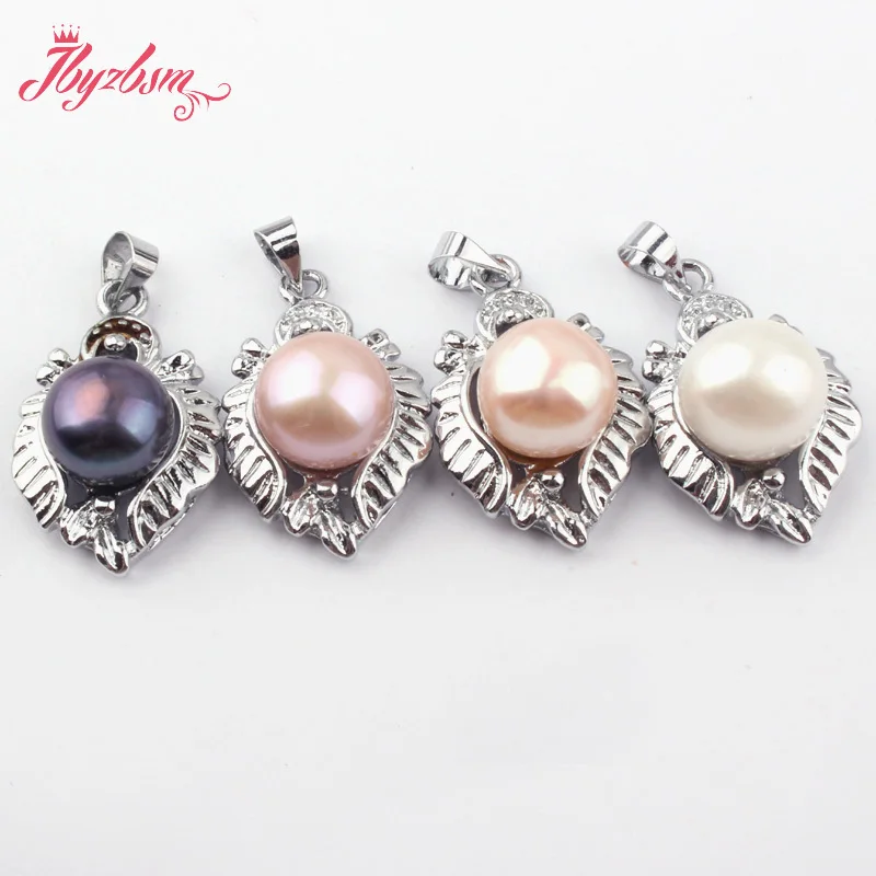 10mm Round Freshwater Pearl Heart Necklace Charm Exquisite Pendant 15x20mm Classic Jewelry for Women Wedding Party Anniversary images - 6