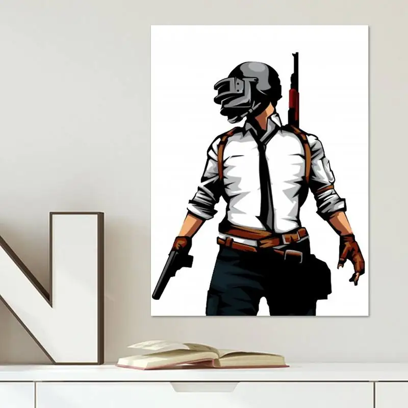 Игра PUBG Постер бумажный Дом Спальня Бар Кофе Наклейка для стены Картина Винтажный Декор Постер на выживание парня-шлема девушки на земле.