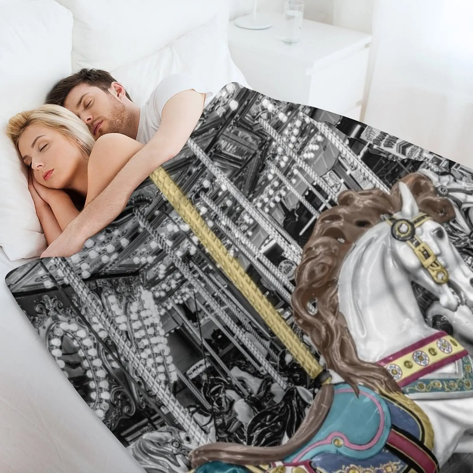 Классическое одеяло с изображением лошади-карусели одеяла и пледы волосатые