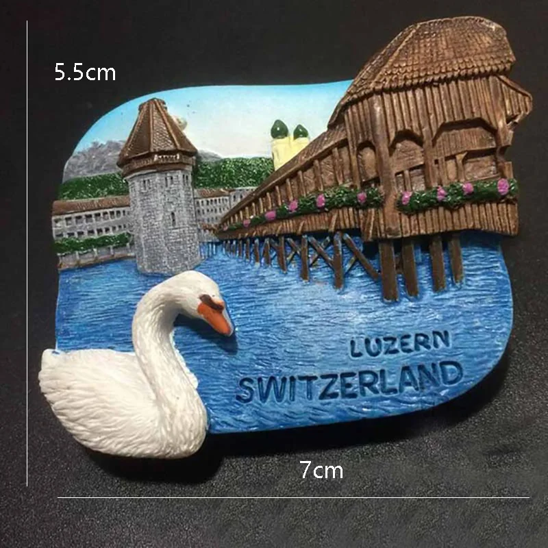 Швейцария 1 шт. искусственная 3D Смола Люцерна ориентировочный мост с лебедем