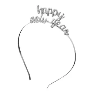 N80C Happy New Year Letter Hairbands For Women Fashion Silver Glitter Alphabet Headbands Festival Head Wear Girls Hair Hoop