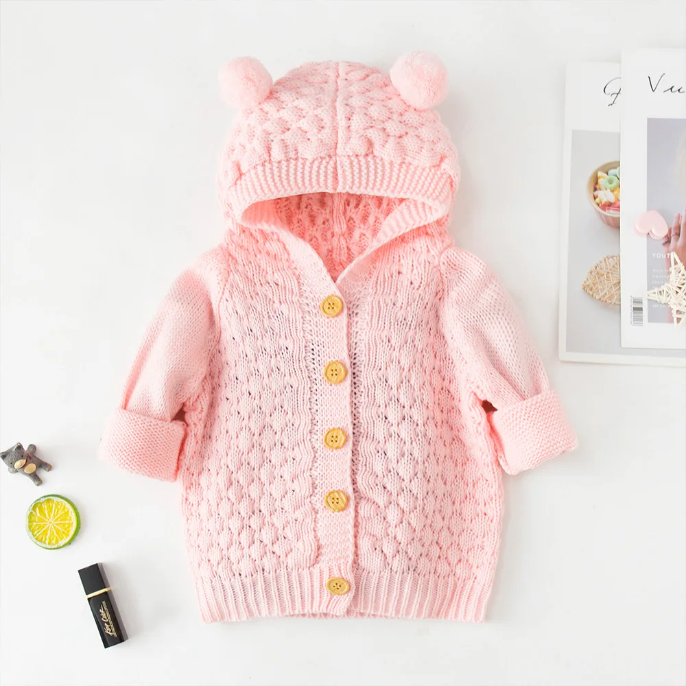 Autumn Infant Hooded Knitting Jacket For Baby Clothes Newborn Coat For Baby Boys Girl Jacket Winter Kids Outerwear Coat