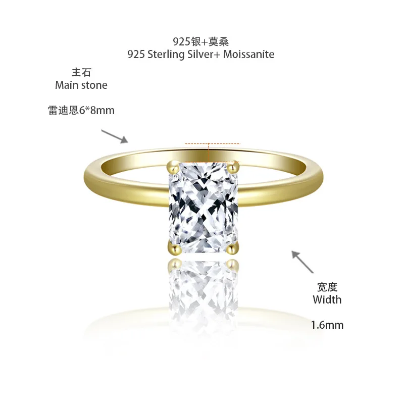 M - JAJAJA 2ct 6x8mm Кольцо из камня Мосана D Цвет Четырехлистник Кольцо для влюбленных 925 Серебро 18 кг Свадебные украшения (art.: 3920cbe4e5f91) - 3920cbe4e5f91