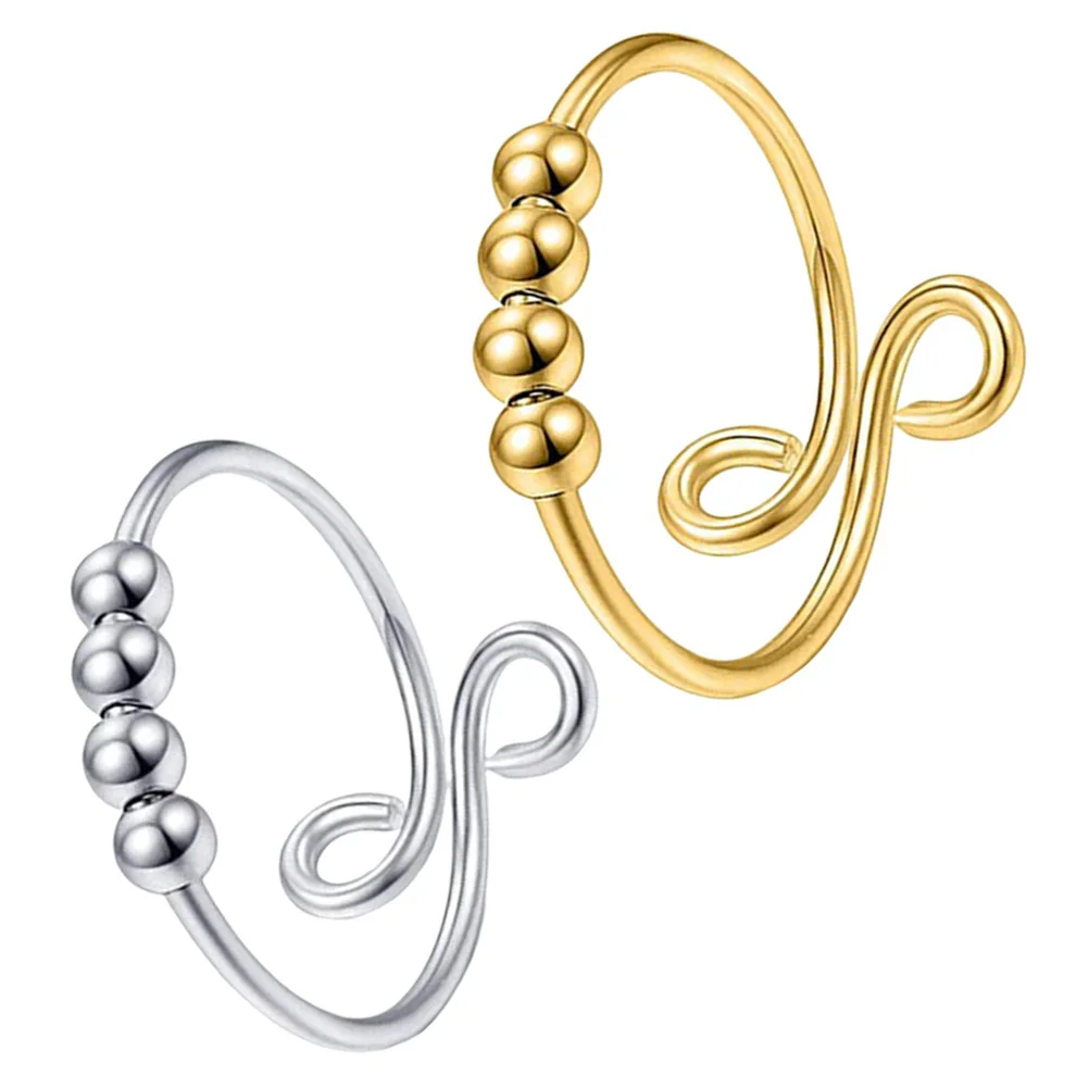 

Fidget Beads Finger Adjustableantique Womenworry Jewelry Rotatable Gold Spiral Peace Ease Coil Rotate Decompression Toy Creative