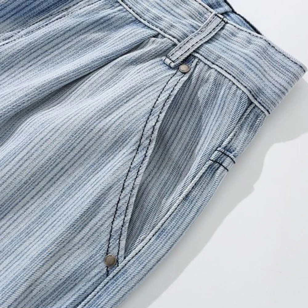 Hip Hop Baggy Wile leg Jeans Japanese Vintage Stripe Straight Loose Oversize Denim Pants Fashion Streetwear  Popullar Trousers