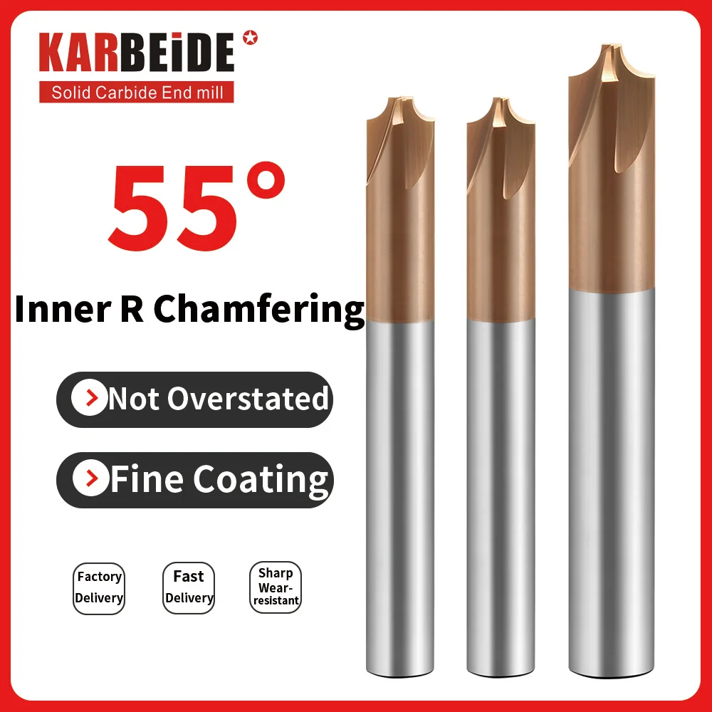 

KARBEIDE Твердосплавный радиус, закругление углов, внутренние концевые фрезы R, 4-зубые концевые фрезы с покрытием TiSiN, для фрезерования легированной стали, закаленная сталь, металл