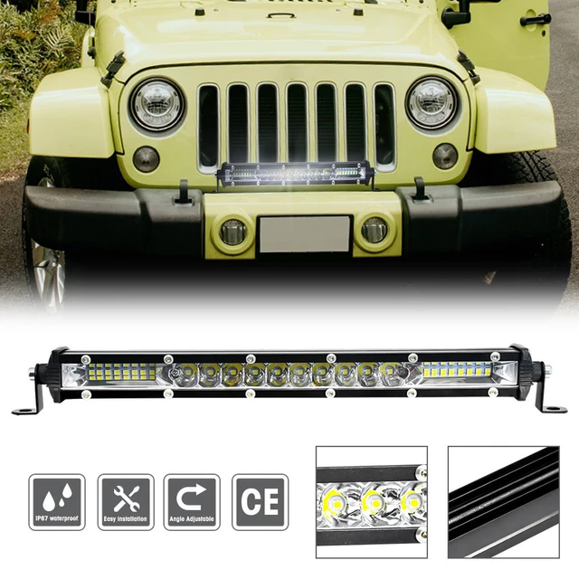 120W 9-30V Car Single Row Mixed Light Strip Lights IP68 Waterproof Slim Spot LED Light Bar for Auto Jeep Trailer Golf Cart 2