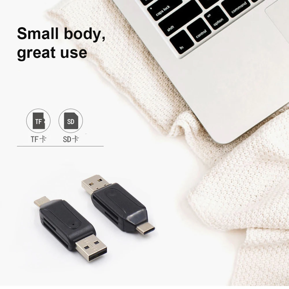 Type-C USB OTG Adapter Universal Micro TF SD Card Reader Universal Micro USB OTG TF/SD Mini Portable Card Reader 2 In 1