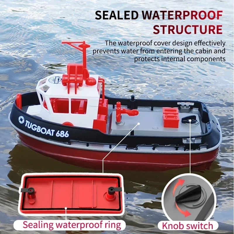 NEW Rc Boat 2.4G 1/72 Powerful Dual Motor Long Range Wireless Electric Remote Control Tugboat Model Toys for Boys Jet