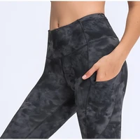 women soft fitness sports leggings workout yoga pants high waist tights printed stitching side trouser leg bronzing gym clothing