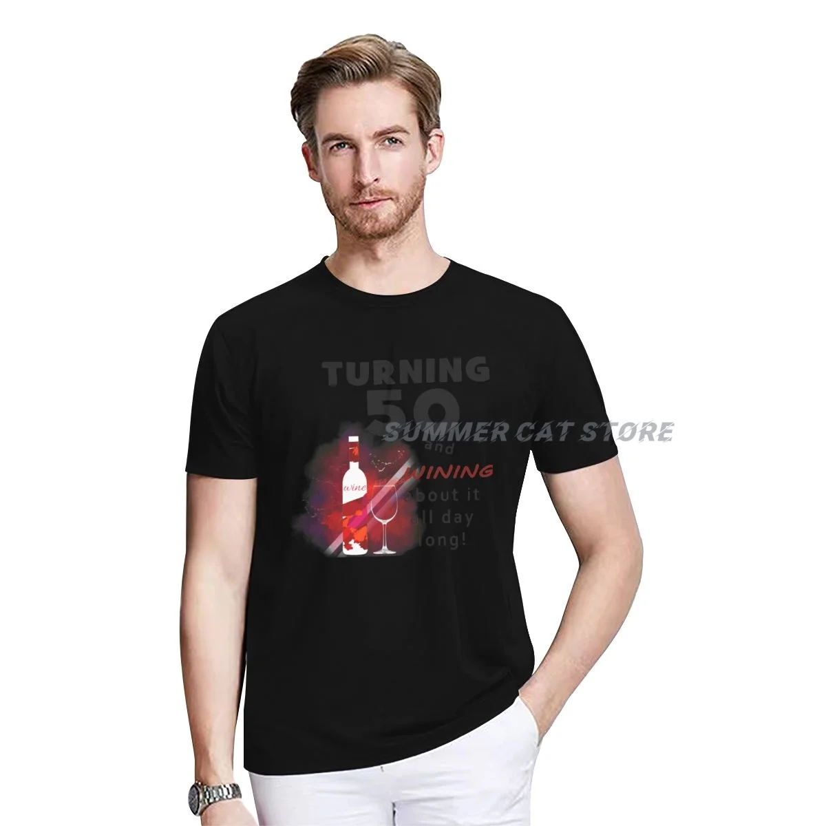 

50th Birthday Wine Lover Gift T-Shirt for Women Men Customized Products