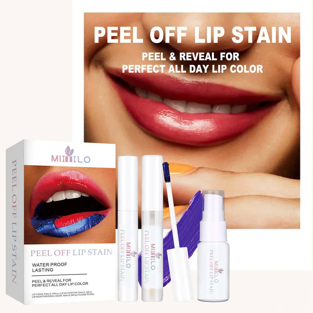 

70g Peel Off Lip Stain Kit Waterproof Long Lasting Lip Gloss Peel & Reveal Tear Off Lip Tint Liquid Lipsticks Lip Makeup Kit