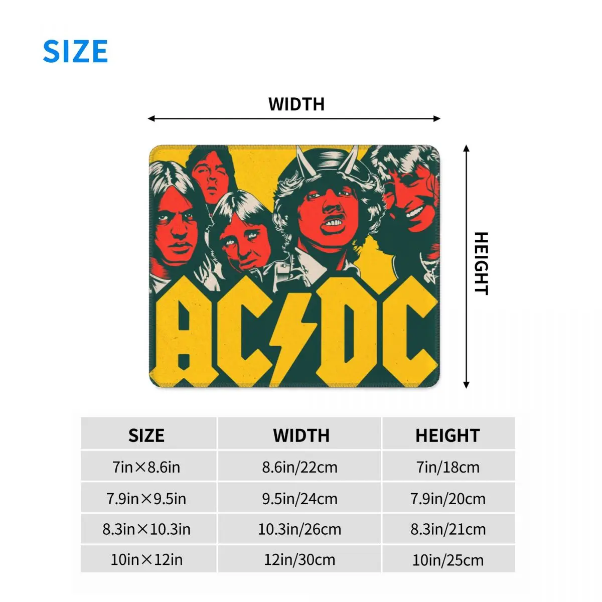 Резиновый коврик для мыши с прочными краями AC DC |