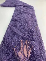 purple sequins lace fabric 2022 high quality african lace fabric with sequins french lace fabric for woman wedding