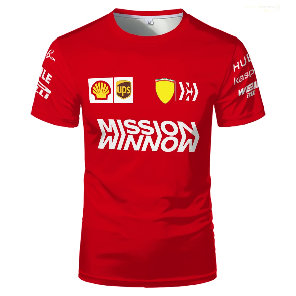 

F1 T-shirt Men Women 3D Printing Short-sleeved Tops Oversized Summer New Formula One Red Ferrari Team Extreme Sports Outdoor2022