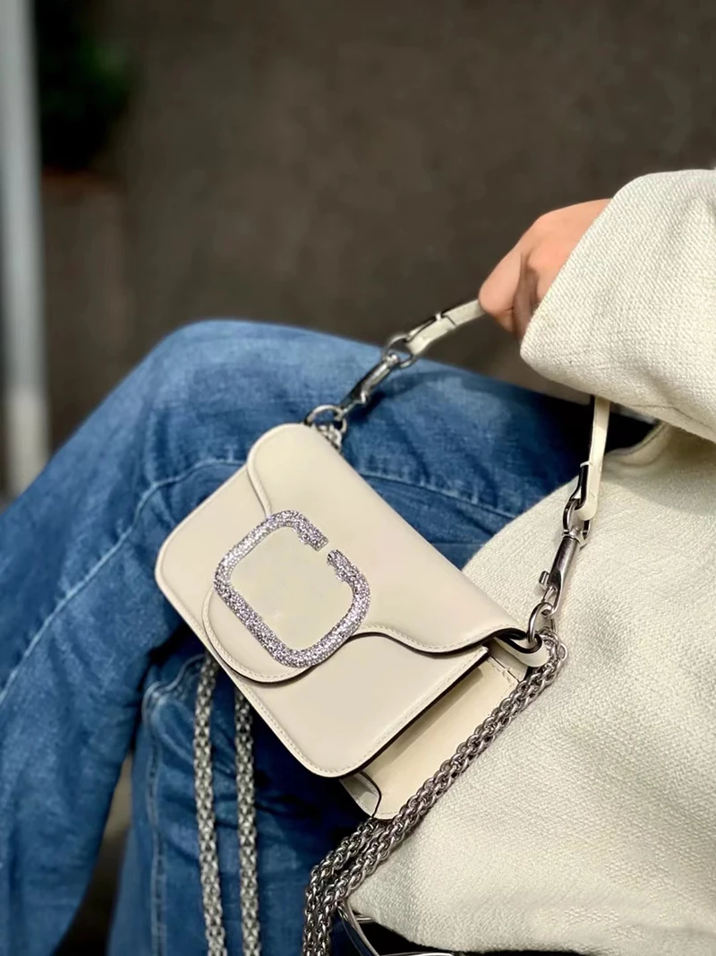 

High Quality Fashionable New Leather Women's Bag Chain Large Capacity Single Shoulder Diamond Inlaid Diagonal Bag Trend Handbag