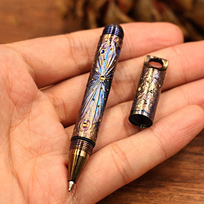 Mini Hand Carving Starry Sky Limited Edition EDC Titanium Alloy Tactical Pen Tungsten Broken Window Metal Pen