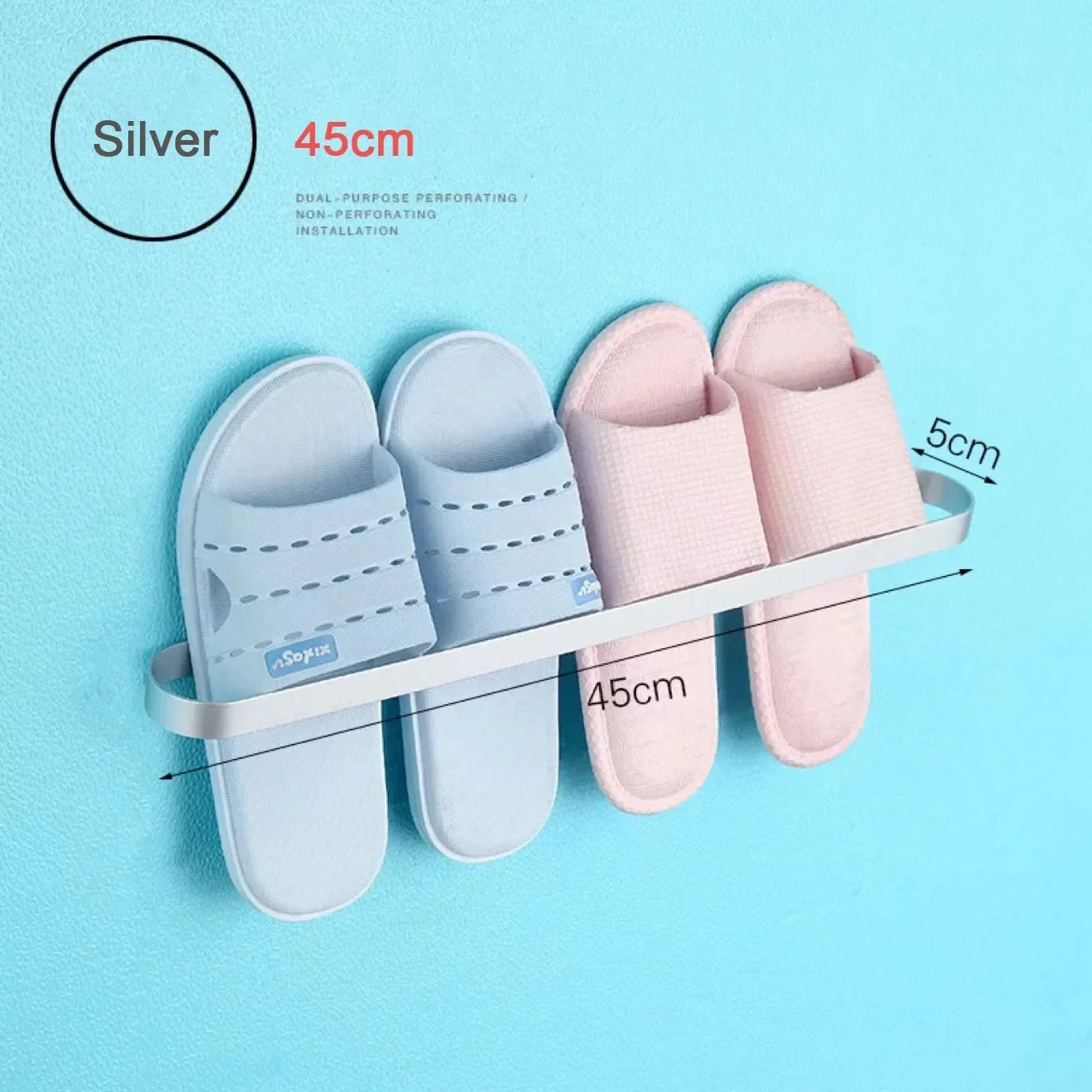 

Алюминиевая полка для тапочек с бесплатным ударом, настенное крепление для ванной комнаты, спальни, подвесной держатель для обуви, органайзер для туалета, настенная дверь, полка для хранения полотенец