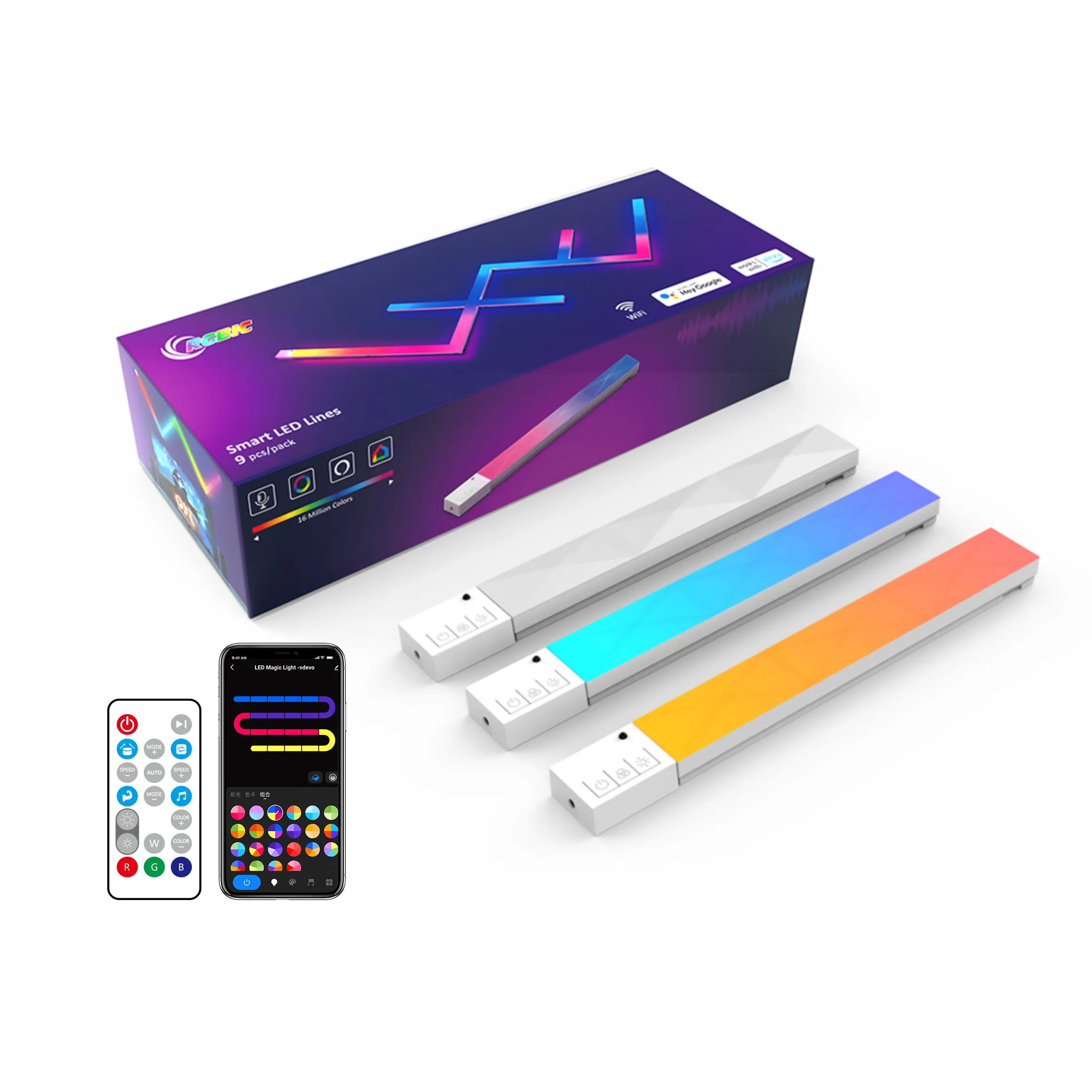 Фото Banqcn сращивание Wi-Fi музыкальная светодиодная лента DIY RGB красочная игровая комната умная атмосфера домашняя панель световая панель №2