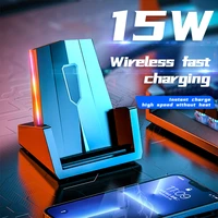 15w wireless charger for iphone 12 13 samsung xiaomi led display desktop wireless charging for airpods portable charger