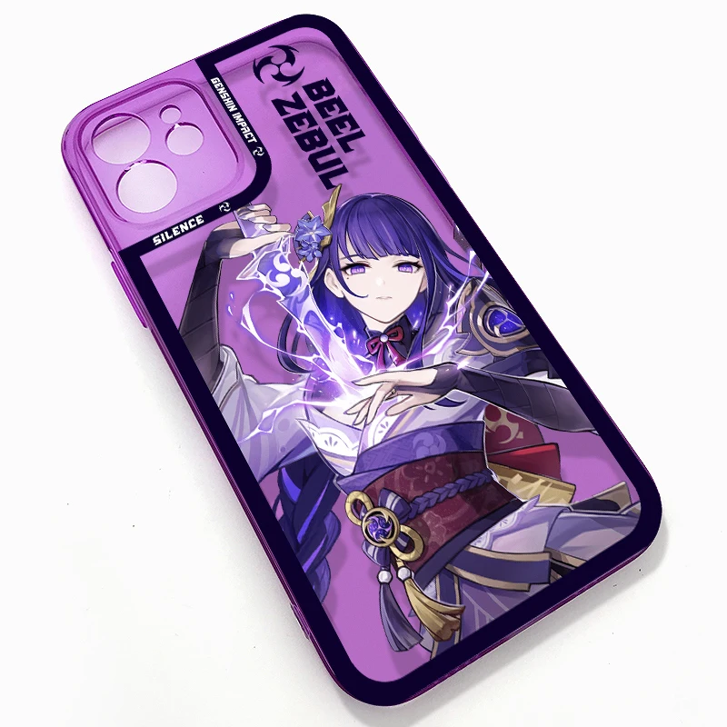 

Чехол для телефона Raiden Shogun Baal для IPhone 13 Mini 12 11 Pro Max Xs X Xr 7 8 Plus Genshin Impact Hutao, флуоресцентный прозрачный чехол