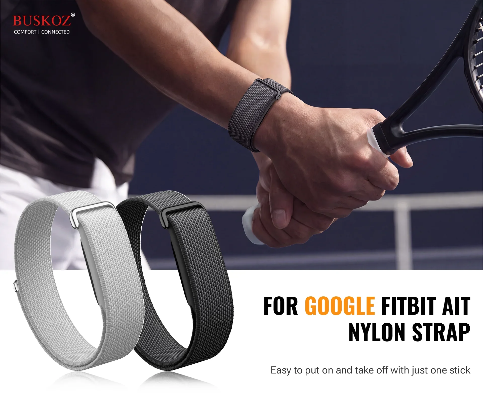 Фото Металлический корпус + официальный спортивный нейлоновый ремешок для Google Fitbit Air, дышащий браслет-ремешок для Google Fitbit Air, ремешок Correa №4