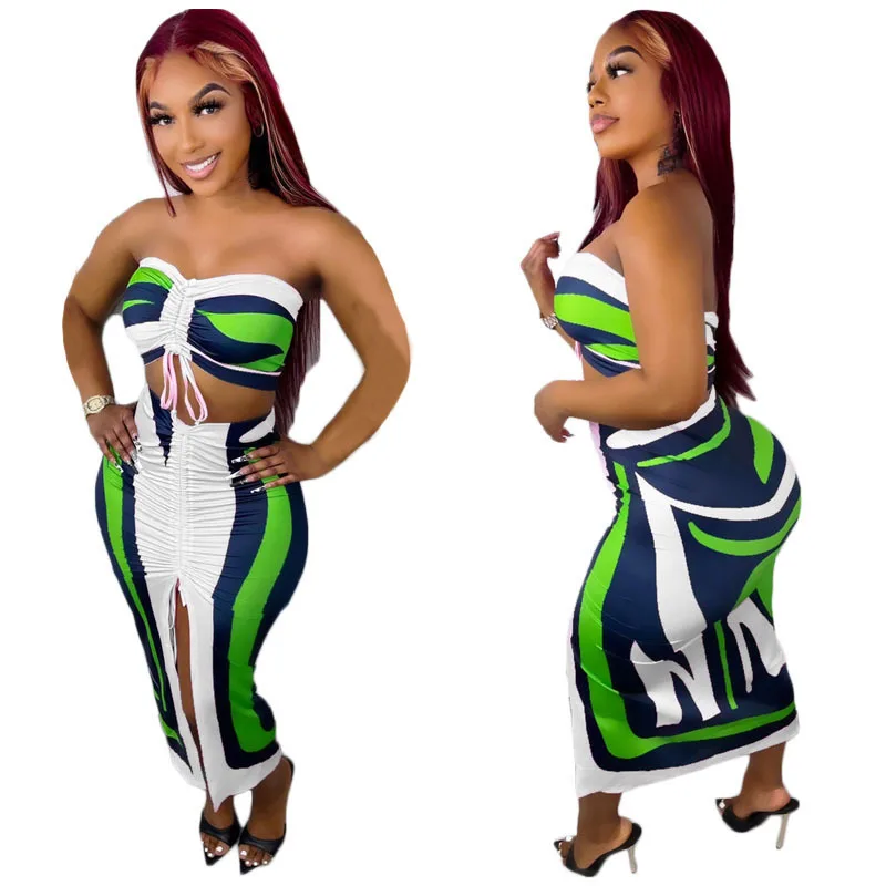 Женское пляжное платье с разрезом плиссированное бикини принтом