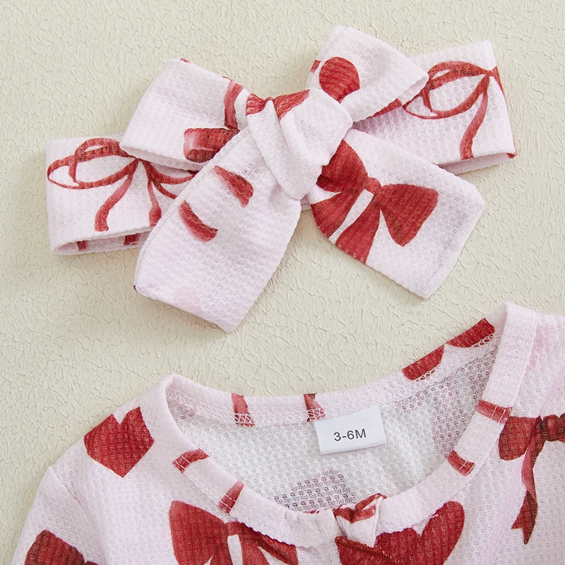 Комбинезоны для маленьких девочек одежда на День святого Валентина сердце бант