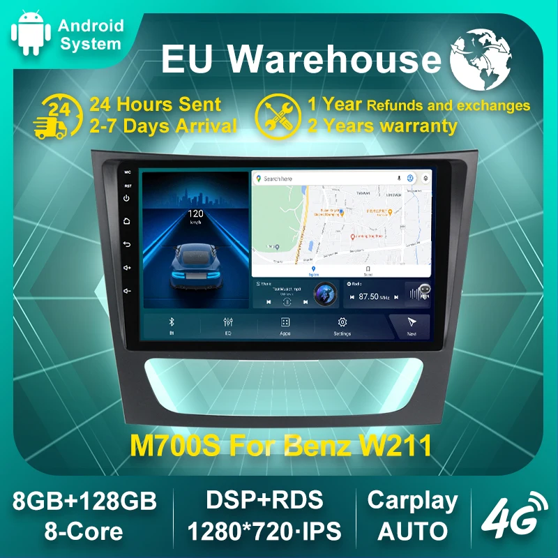 

Автомагнитола на Android 11, мультимедийный плеер с радио и GPS, для Mercedes Benz E-class W211, E200, E220, E300, E350, E240, CLS, типоразмер 2 Din